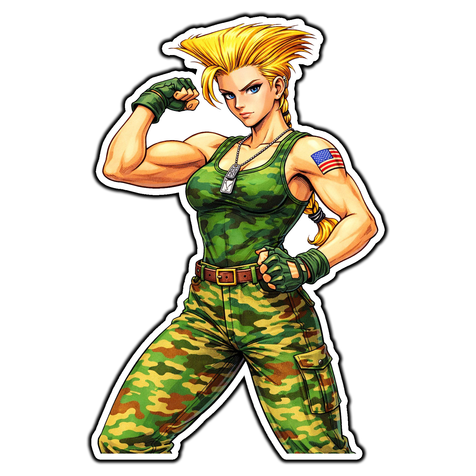 Female Guile #1 Street Fighter Retro Sticker Waterproof Vinyl Decal Die-Cut