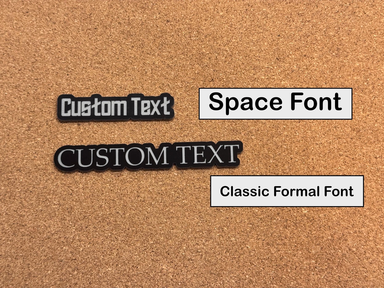Custom Engraved Car Name Emblem Badge – Black with Gray – Customized Text Names!
