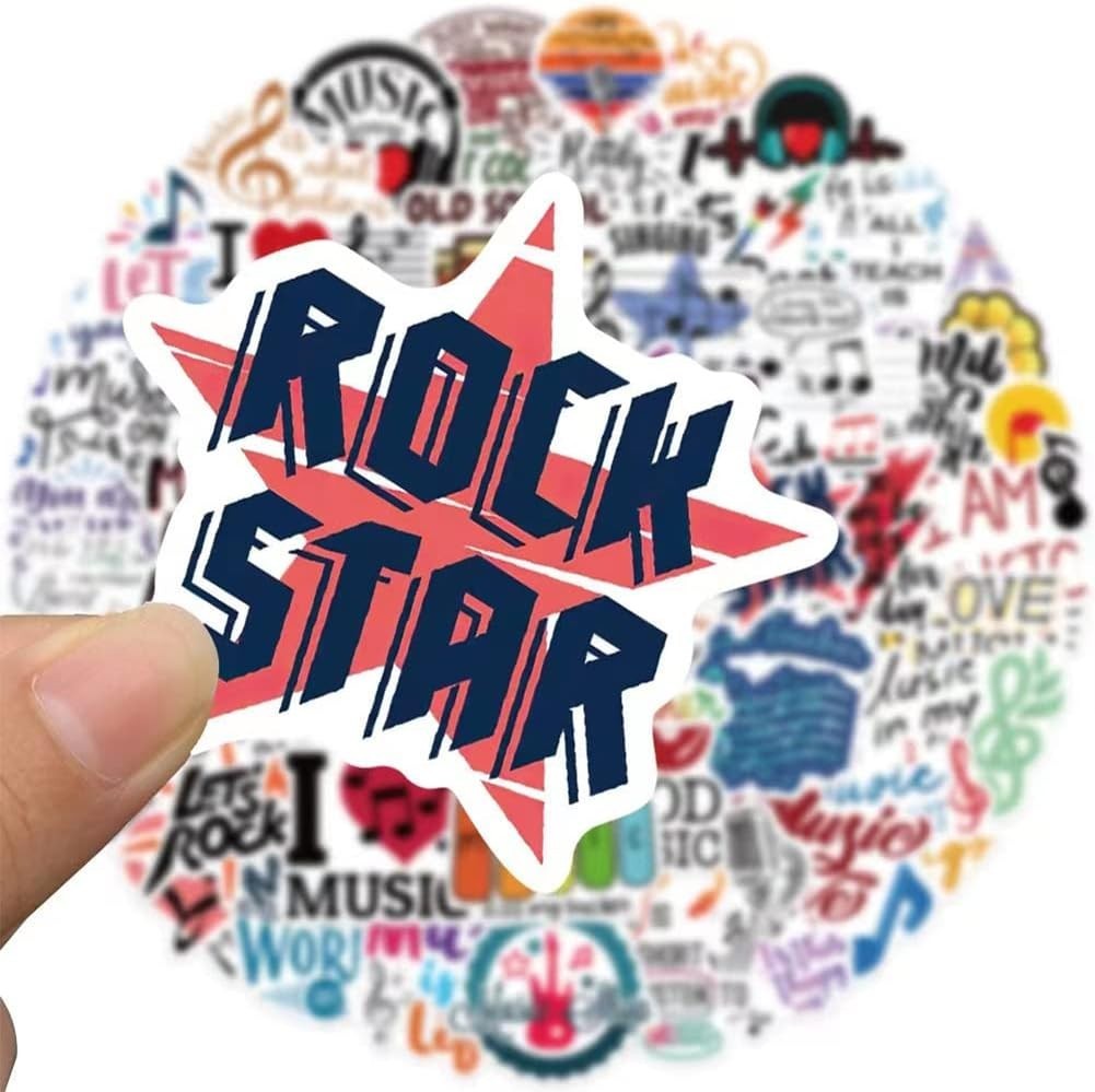 Variety Pack of 50 Waterproof Music Vinyl Stickers for Laptops, Cars & More