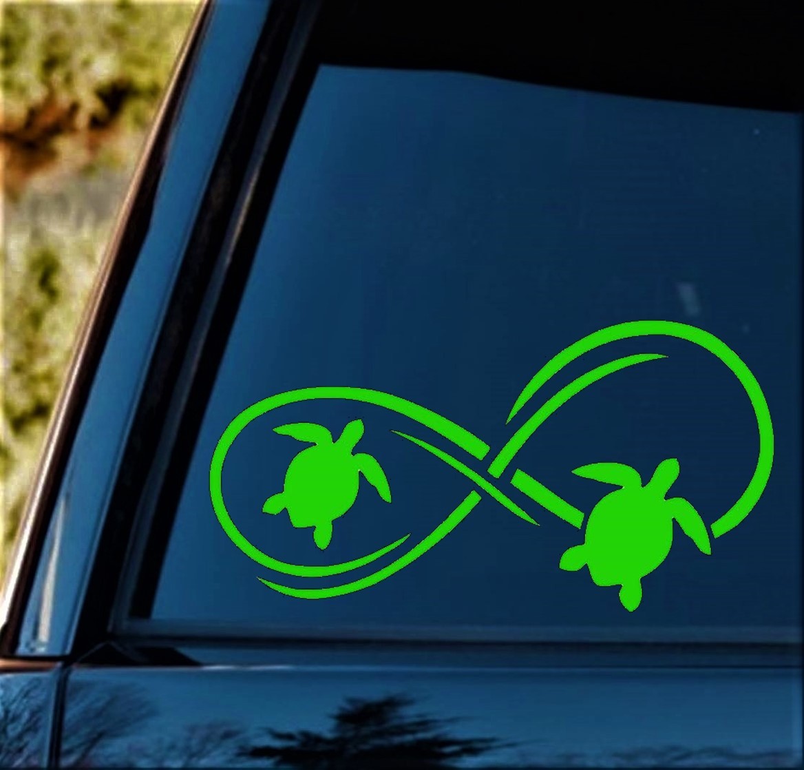 Neon Green Sea Turtle Infinity Decal Sticker for Car Window Laptop Art