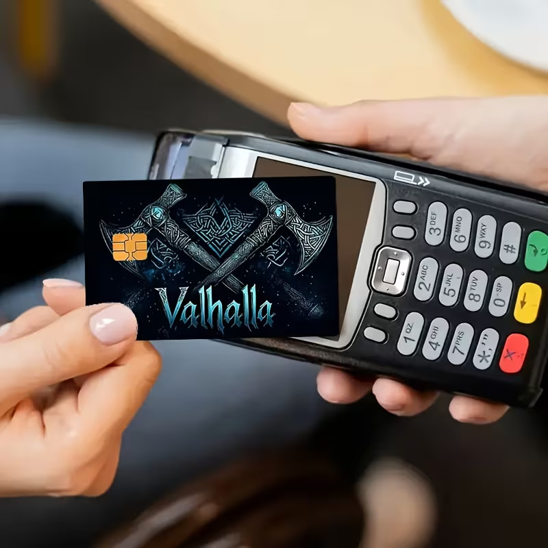 Valhalla Two Axes Credit Card Skin Sticker | Norse Viking Mystic Card Cover