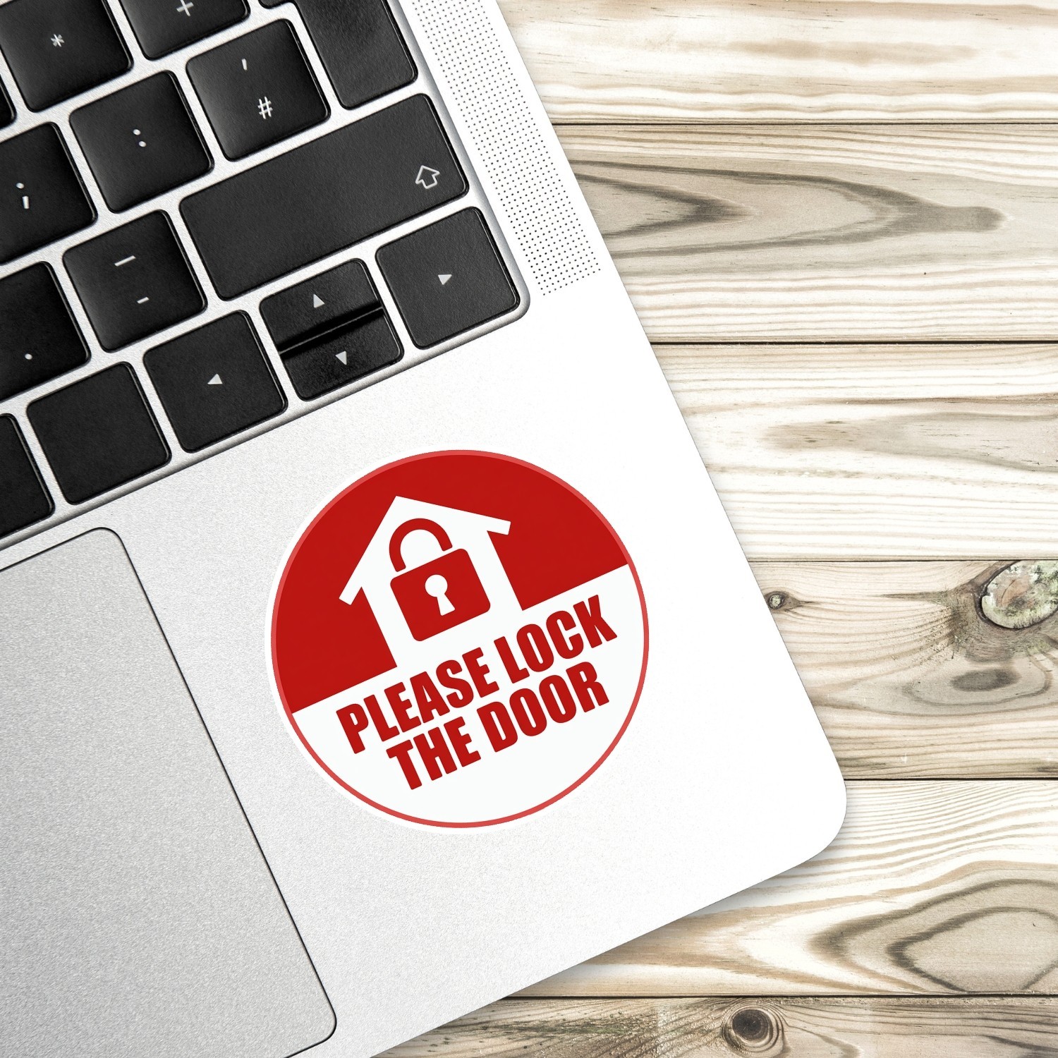 Please Lock the Door Stickers: Waterproof Vinyl Warning Labels, 4-Pack