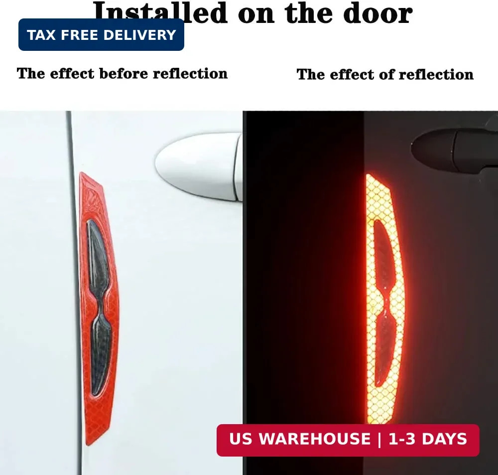 8pcs Universal 3D Carbon Fiber Car Door Handle Paint Scratch Protector Sticker A