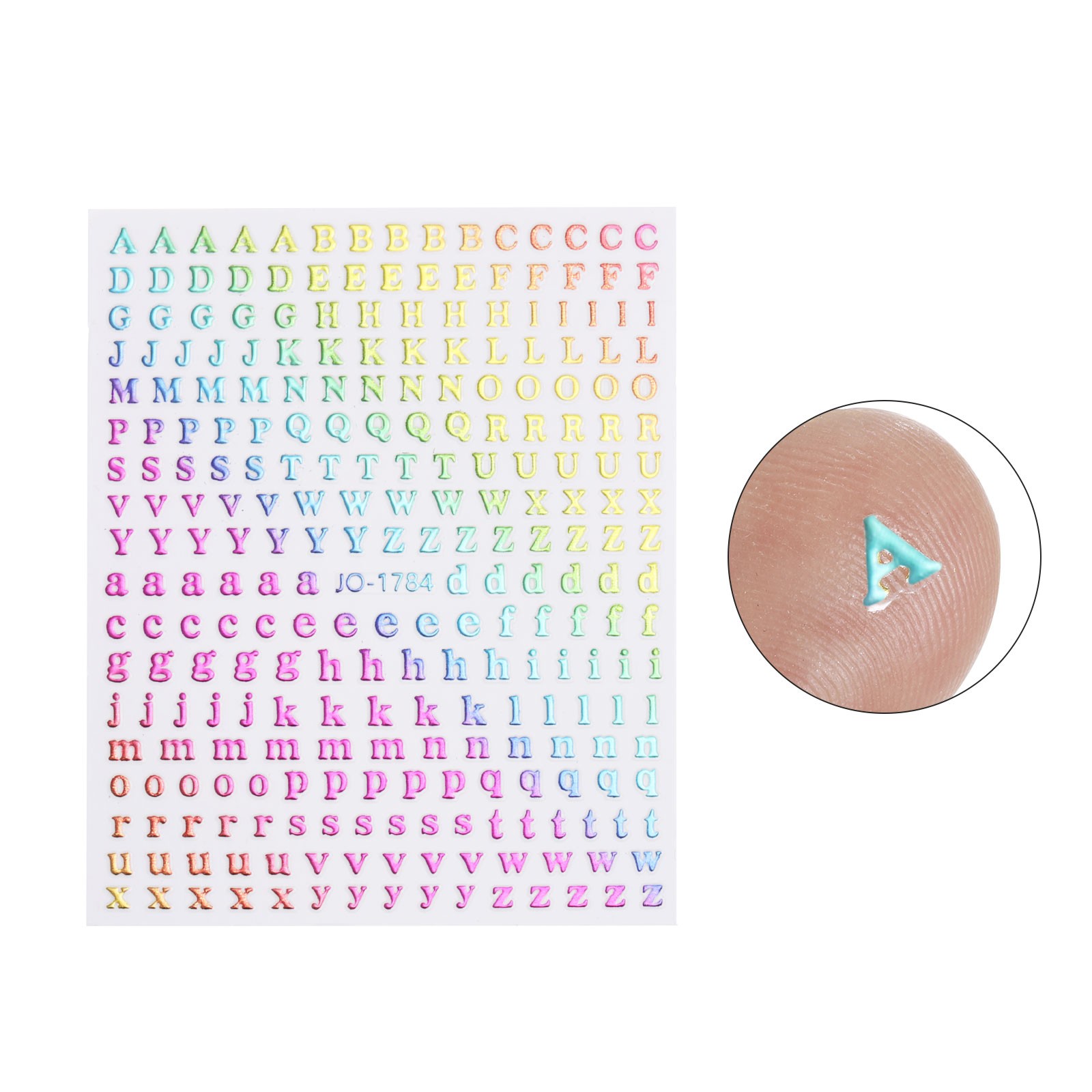 5 Sheets Letter Nail Stickers Self-Adhesive Alphabet Nail Stickers DIY Rainbow