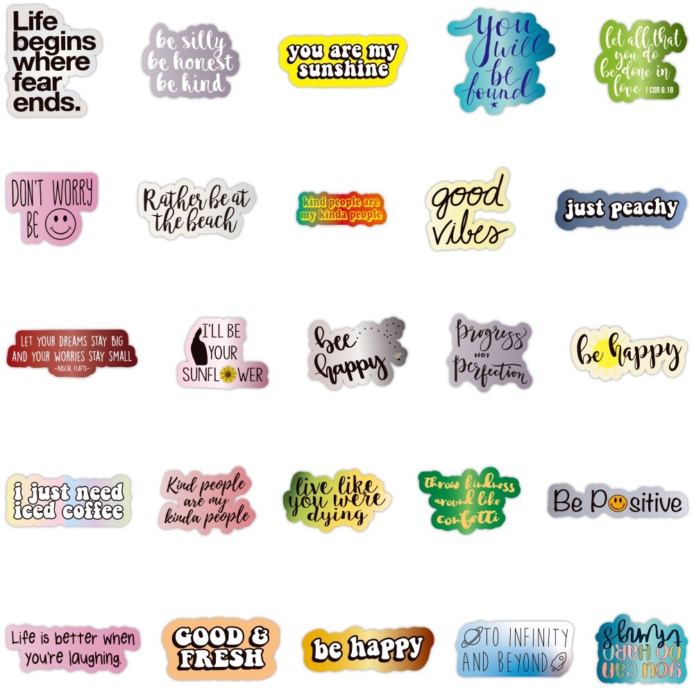 20 Random Inspirational Phrase Stickers Text Decals Laptop Hydro Free Shipping!