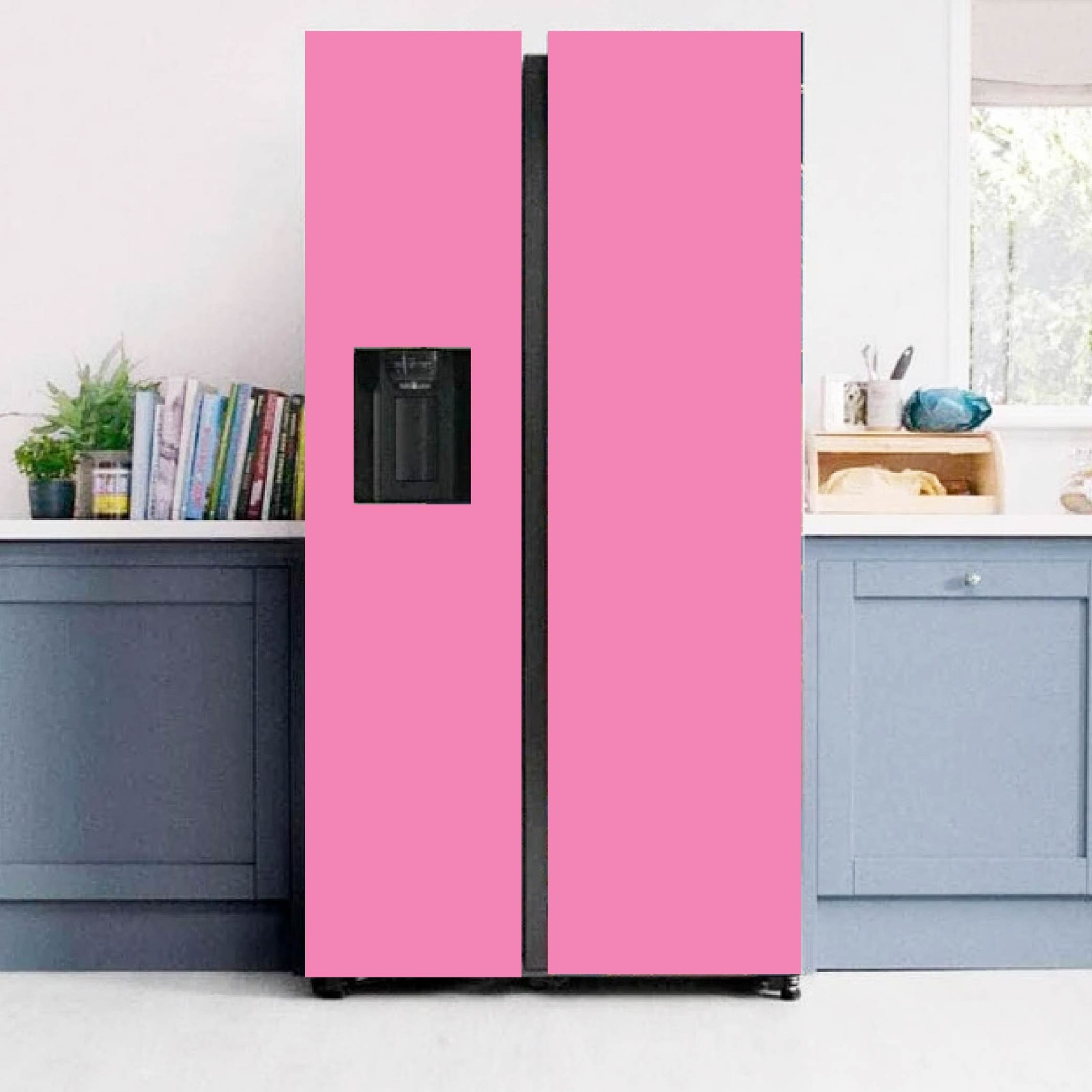 Pink Color Kitchen Fridge Wrap Matte Solid Color Vinyl Sticker