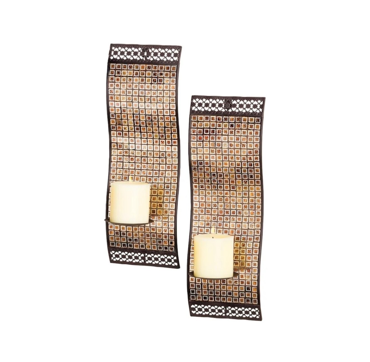 MOSAIC GLASS STYLE BRONZE WALL SCONCES-NEW
