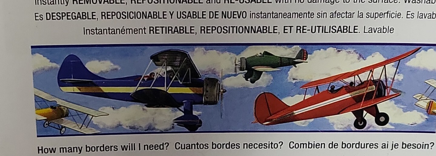 Lot of 3 Room Mates Kids Air Planes Vinyl Removable Peel Stick Wallpaper Border