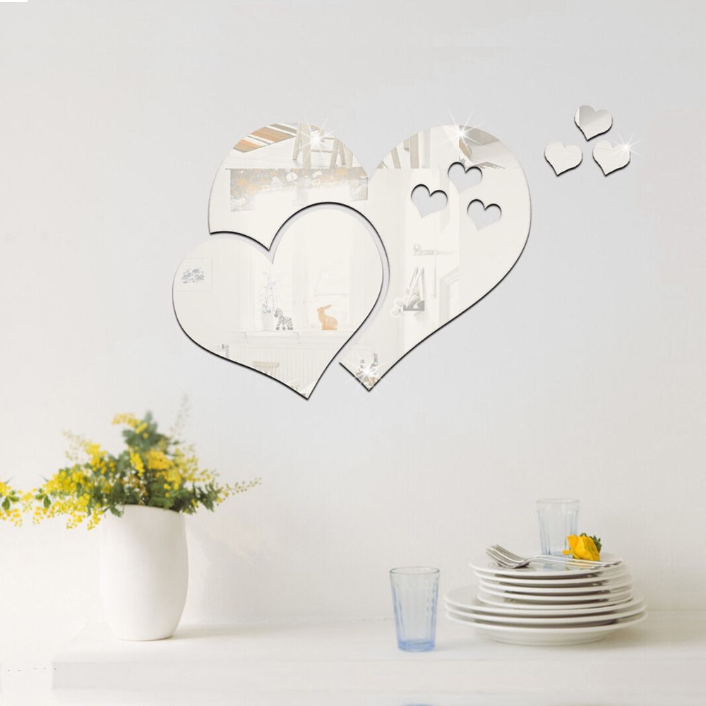 3D Love Hearts Mirror Wall Sticker Decor Removable DIY Home Room Art Mural Decal