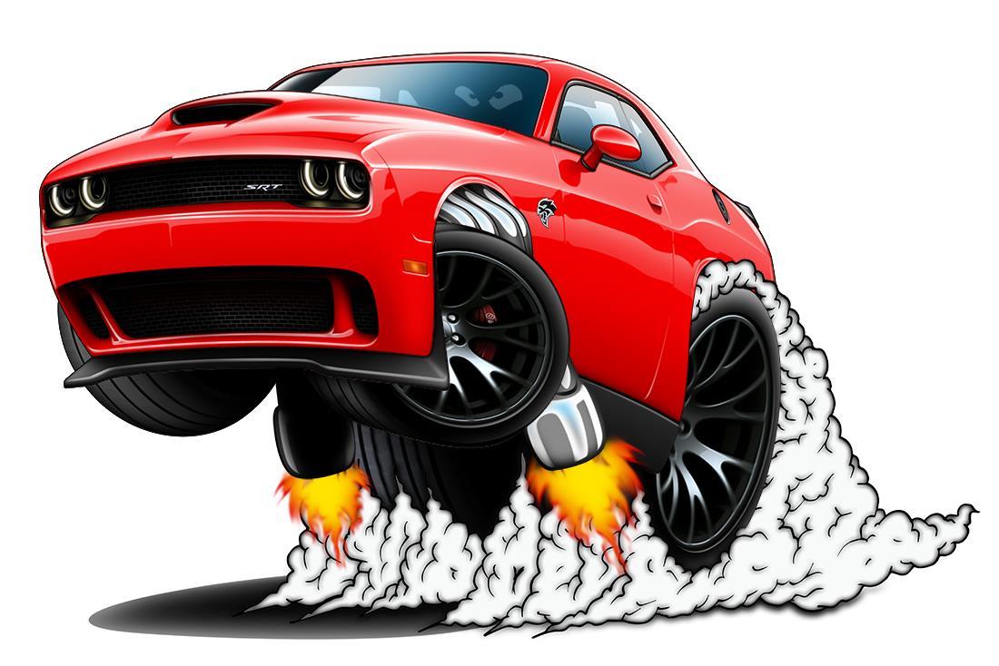 Challenger SRT Hellcat WILD RIDES Car-toon Wall Art Graphic Sticker