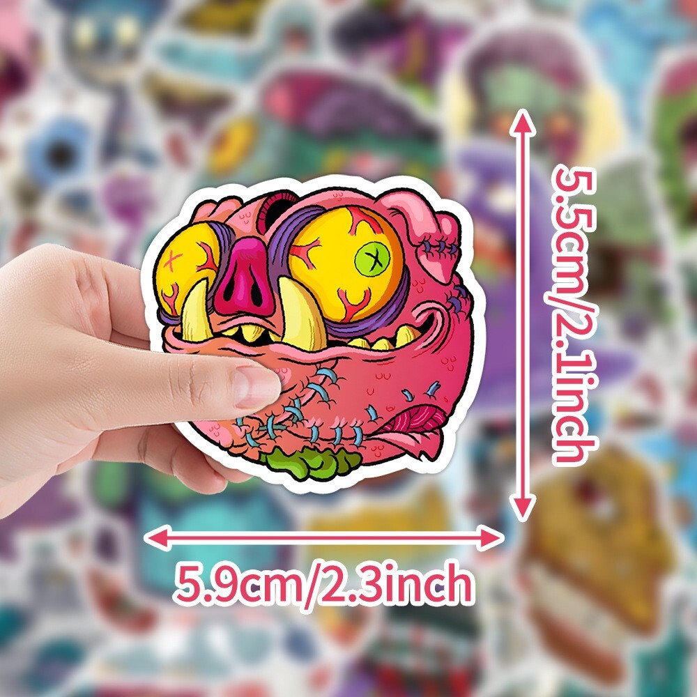 50pcs Waterproof Vinyl Stickers Zombie Monster Luggage Phone Laptop Water Bottle