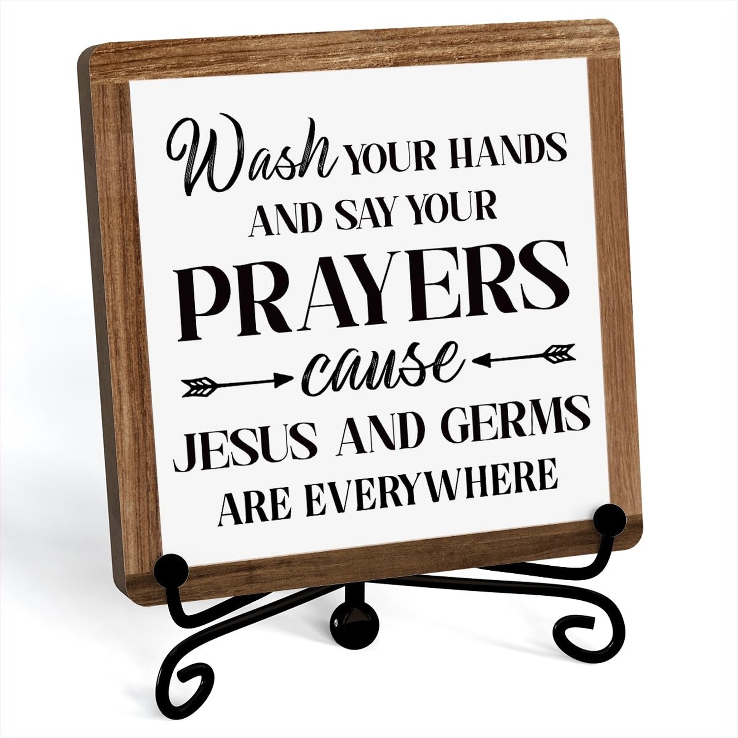 Funny Bathroom Sign – Wash Your Hands and Say Your Prayers Wooden Plaque With…