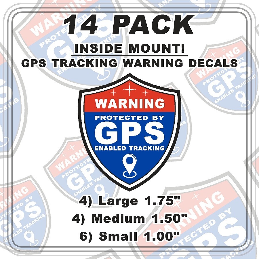 14 PACK GPS Tracking Warning INSIDE MOUNT Theft Deterrent Stickers High Quality