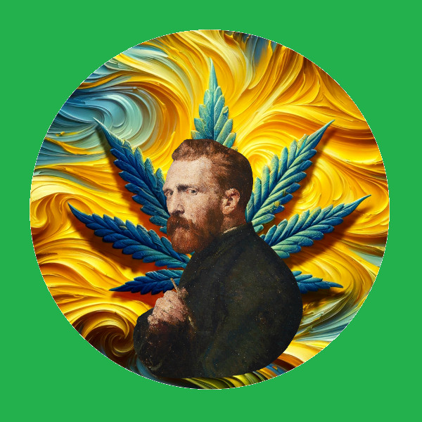 Cannabis Sticker Van Gogh Weed Leaf Design 420 UV Safe Pot Marijuana Ganja Stone
