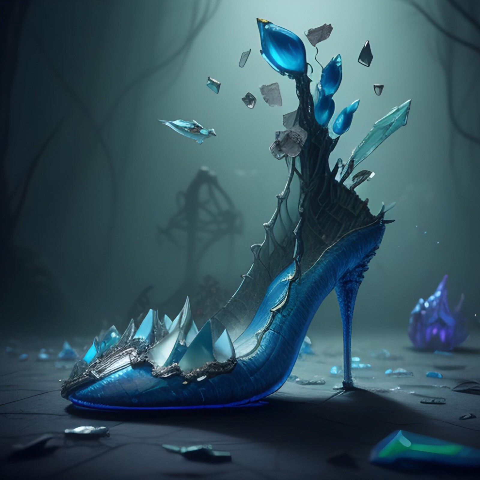 4” Glass Slipper Sticker Dark Art Fantasy No Prince Gothic
