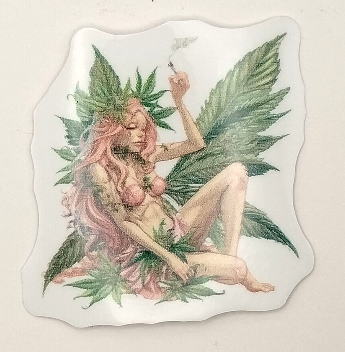 Weatherproof Stoner Fairy Sticker Vinyl Weed Decal 420 Marijuana Whimsical Fairy