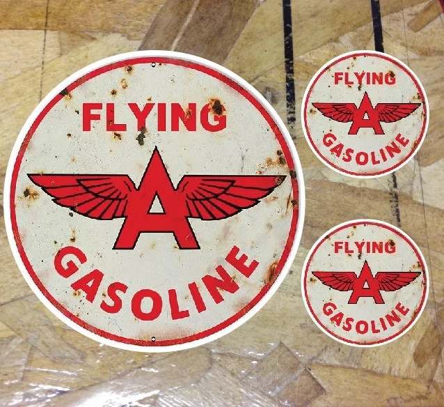 Vintage Flying A Wings Rusty Oil Gas Oldschool 3.5" Inch Decal Sticker – 3 for 1