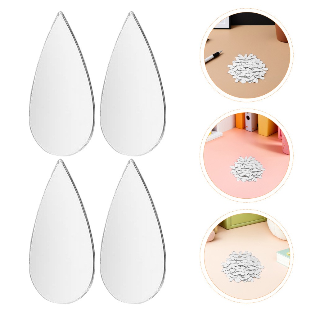 200 Pcs Acrylic Water Drop Wall Sticker Hanging Mirror Mini Mirrors for Crafts