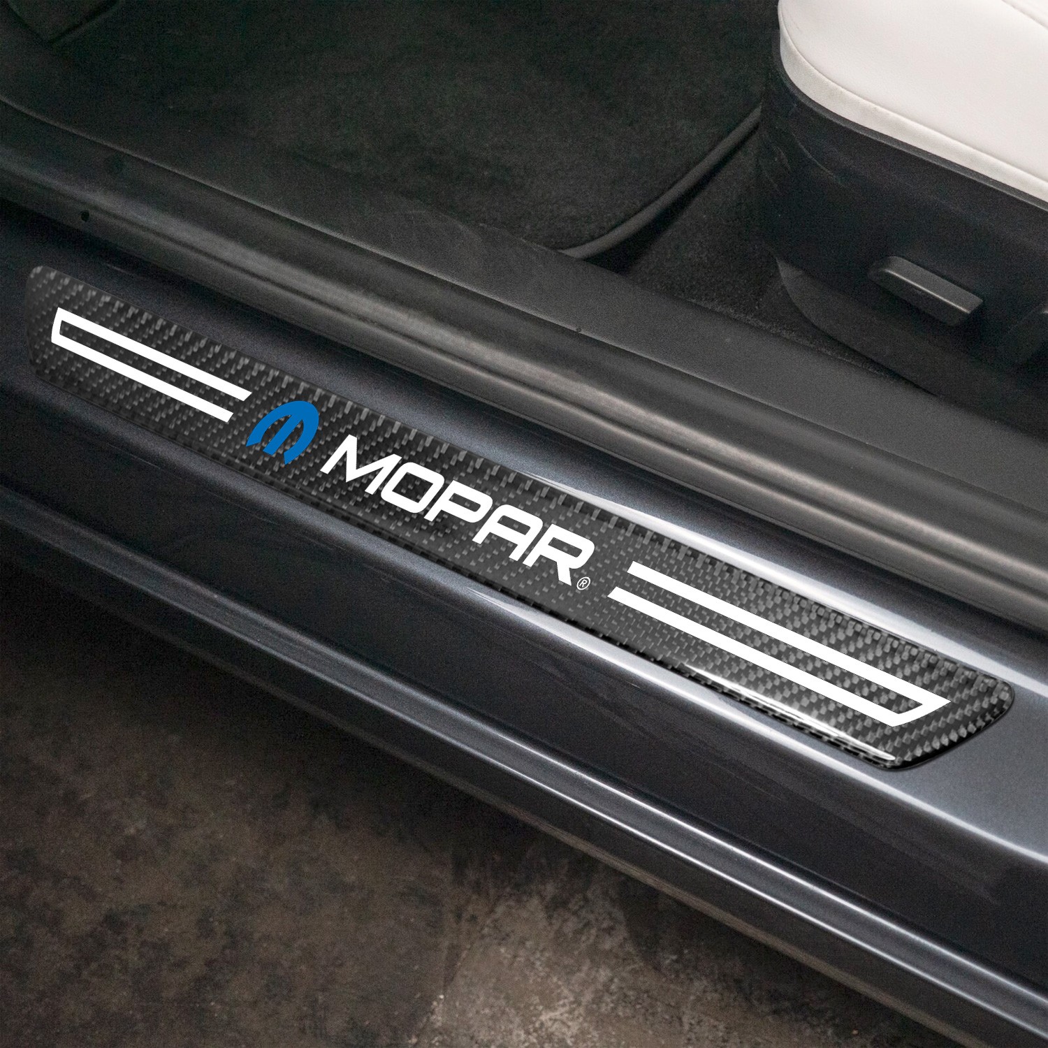 Mopar Black Carbon Fiber Universal Door Sill Protector Kick Plates