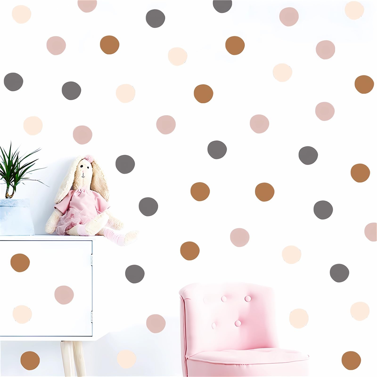 Dark Gray Brown Flesh Color Polka Dot Wall Stickers, DIY Circle Art Wall Deca…