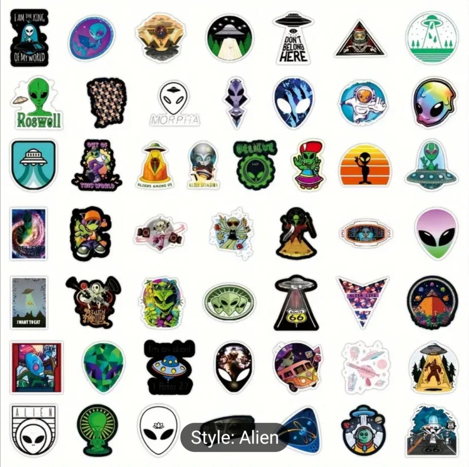 10 PCS Aliens Extraterrestrials UFOs Space Stickers BRAND NEW