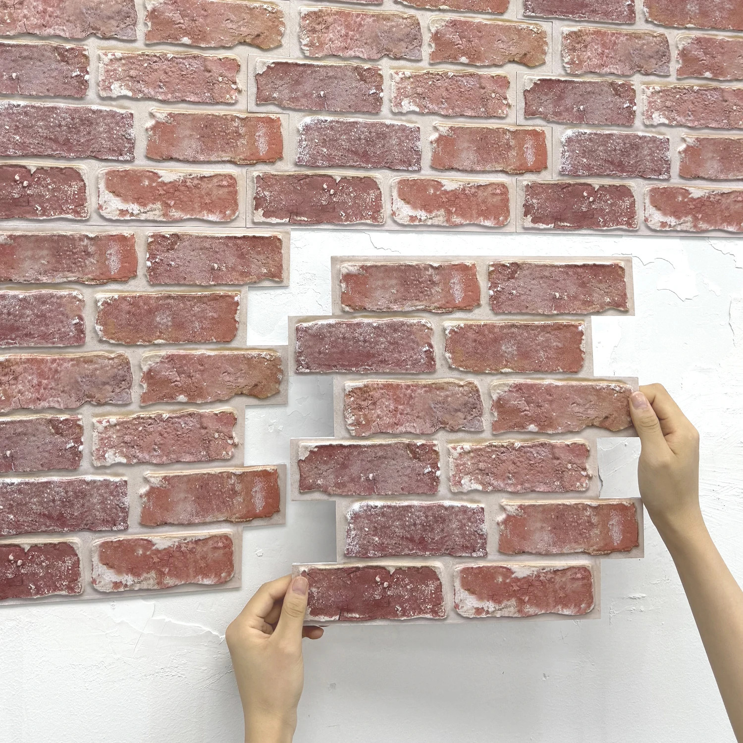 10 Pcs 3D Wall Panels Peel and Stick, 3D Brick Wall Stickers, Adhesive Tile Back