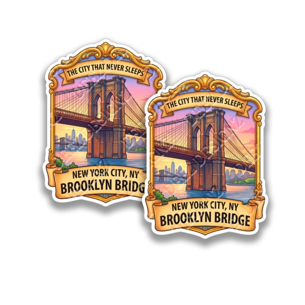 Brooklyn Bridge New York City Vinyl Decal Travel Sticker 2 Pack 44490