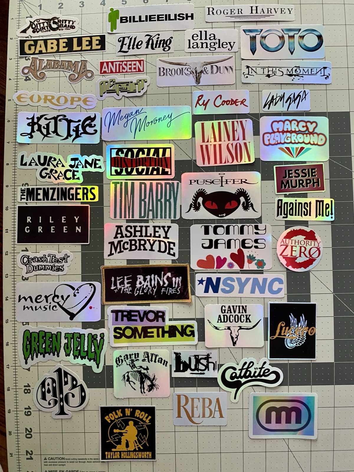 45 Rock Stickers Country R&B Pop Stickers Waterproof Holographic for Spec Order