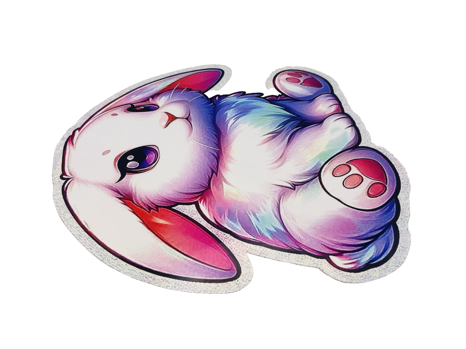White Shiny Bunny Animal Waterproof Car Decal Wall Poster Vinyl Sticker Large