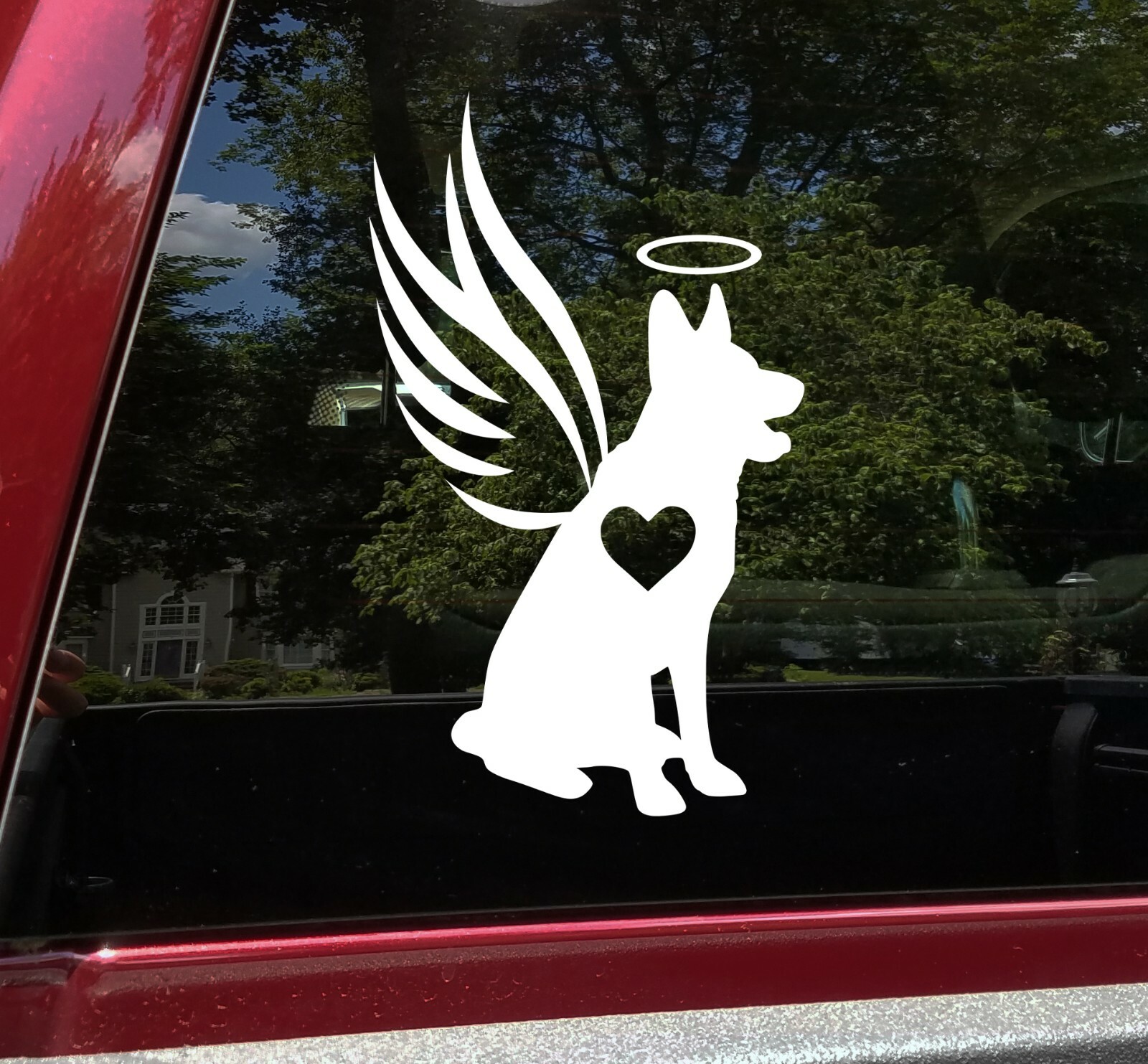 German Shepherd with Wings Halo Heart Vinyl Decal – Dog Puppy GSD – Sticker