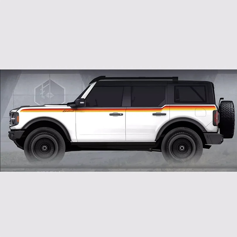 Aftermarket Colored Side & Waistline Stripe Decal for Ford Bronco (2021–2023) |