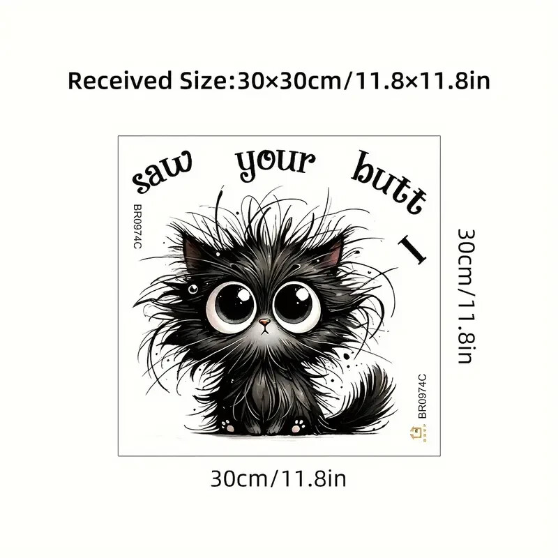 2pcs Funny Cat Toilet Sticker"I Saw Your Butt"Animal Print PVC Bathroom Decal
