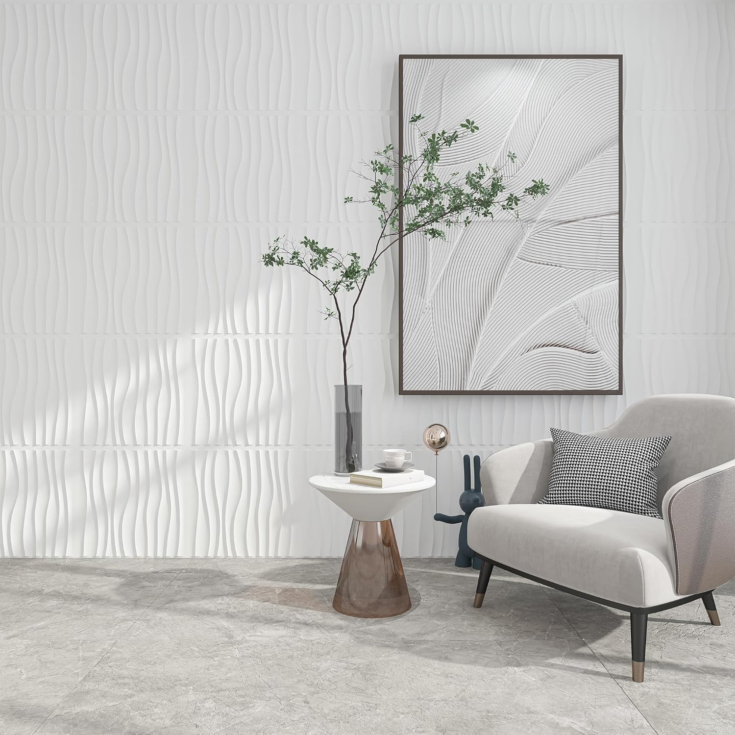 Art3D 12 Pack 3D Wave Design Wall Panels 19.7"X19.7" PVC Panel for Interior Wall