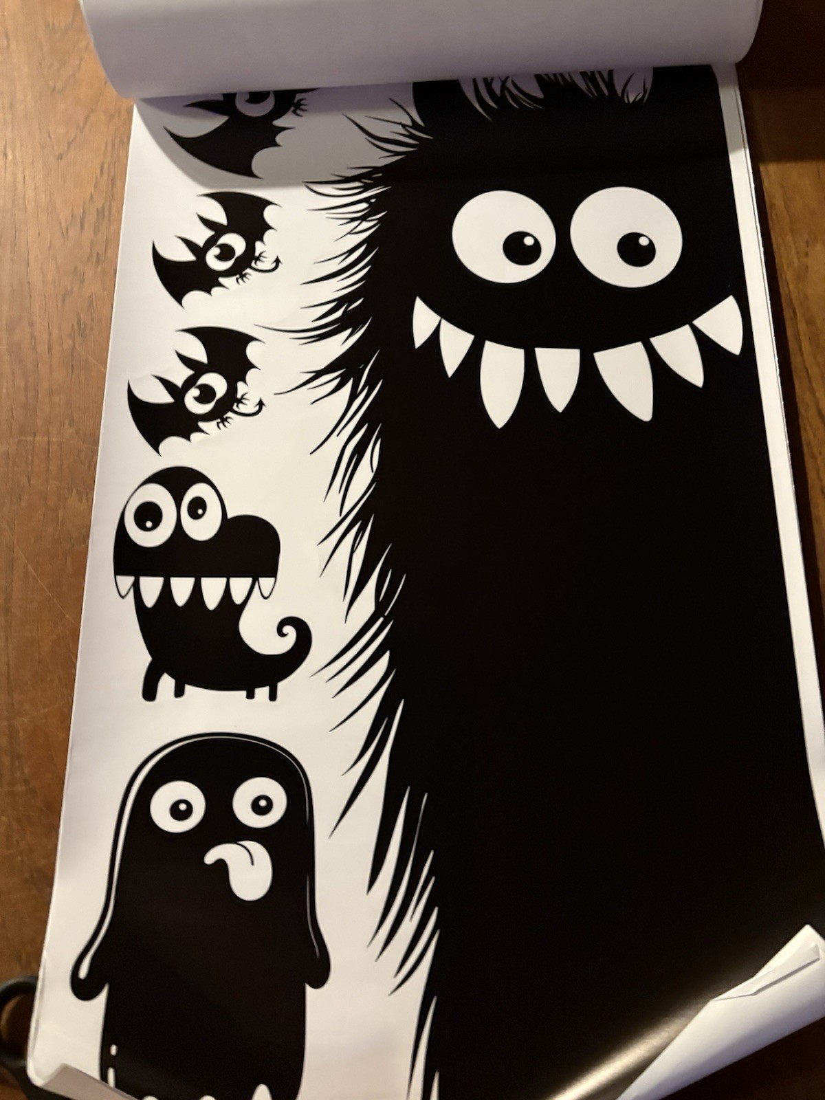 Monster Cartoon Vinyl Wall Decal Set, Removable, Black White, Modern, Any Room