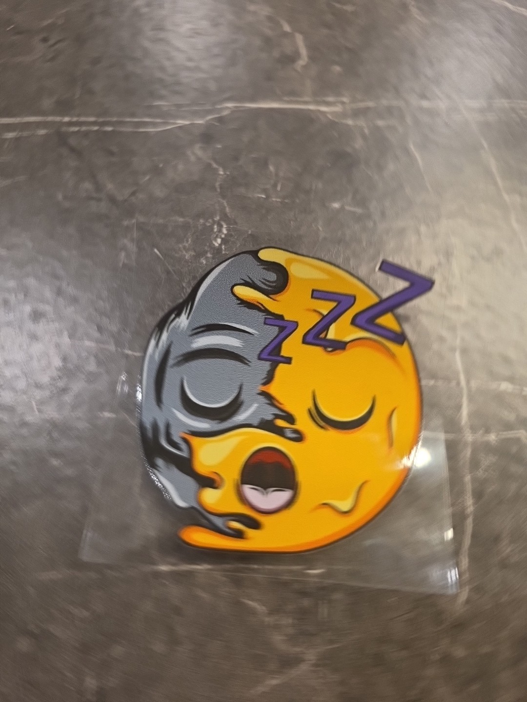 Sleeping Zombie Smiley Face Split UVDTF Decal Sticker Full Color Waterproof