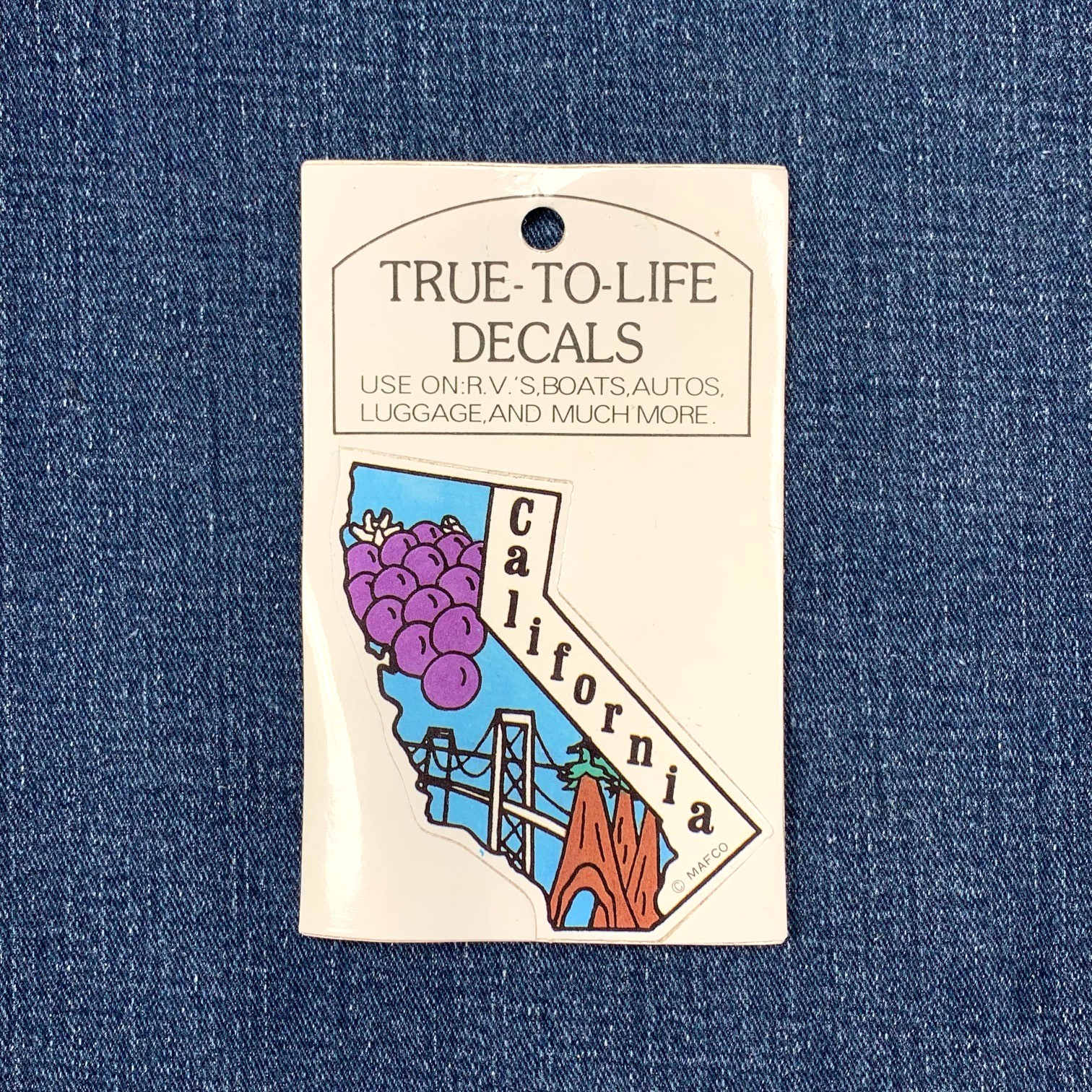 Vintage California Sticker True-To-Life Decals Redwoods Golden Gate Bridge Wine