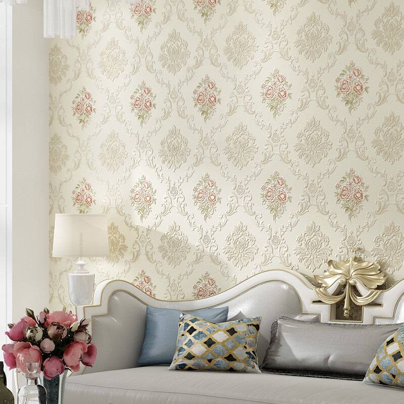 Wallpapers Embossed Textured Self-adhesive Wall Stickers Decal Floral DIY Modern