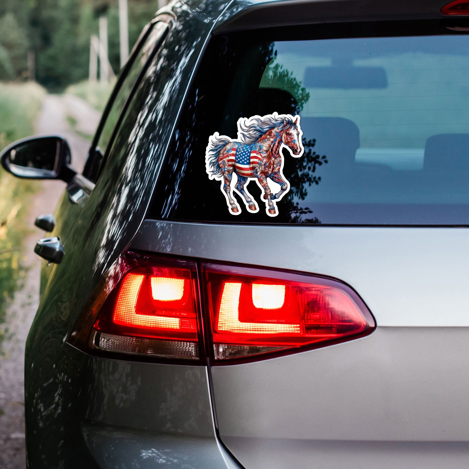 USA American Flag Horse – Vinyl Decal Sticker – Car Window Laptop – ebn11407