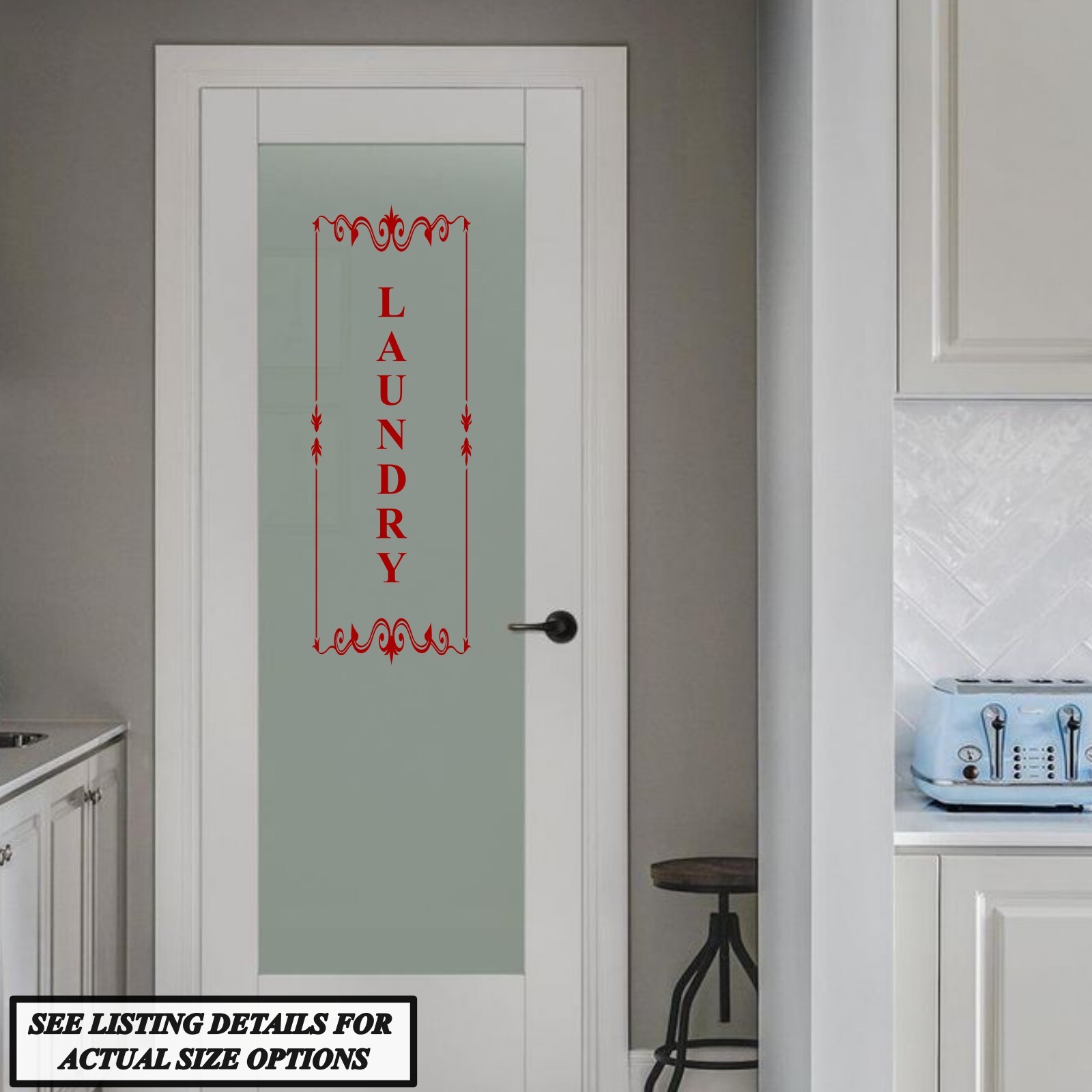 Laundry vertical vinyl door decal, sticker, wall art, farmhouse