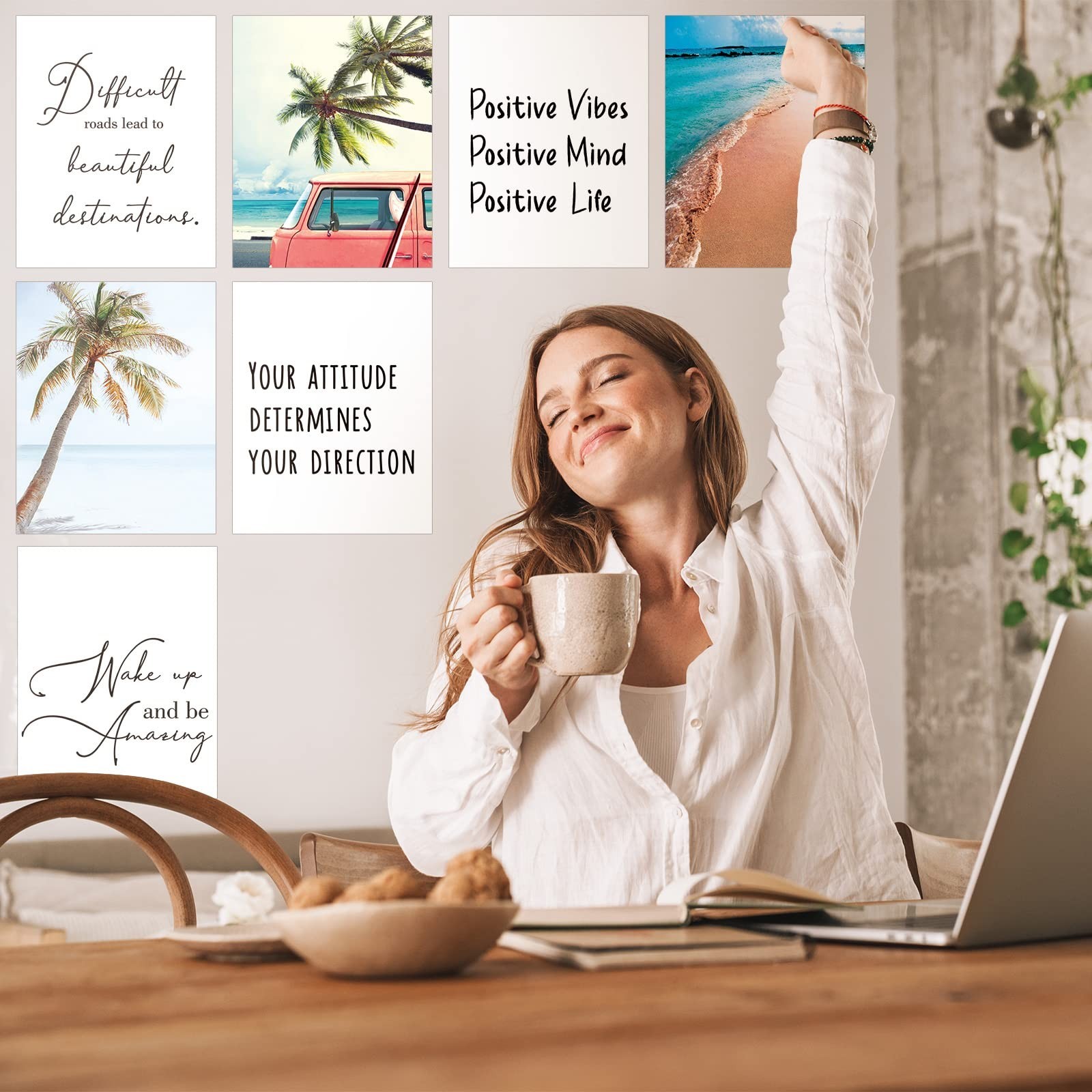 Chinco 9 Pieces Inspirational Beach Wall Art Office Motivational Quotes Wall …