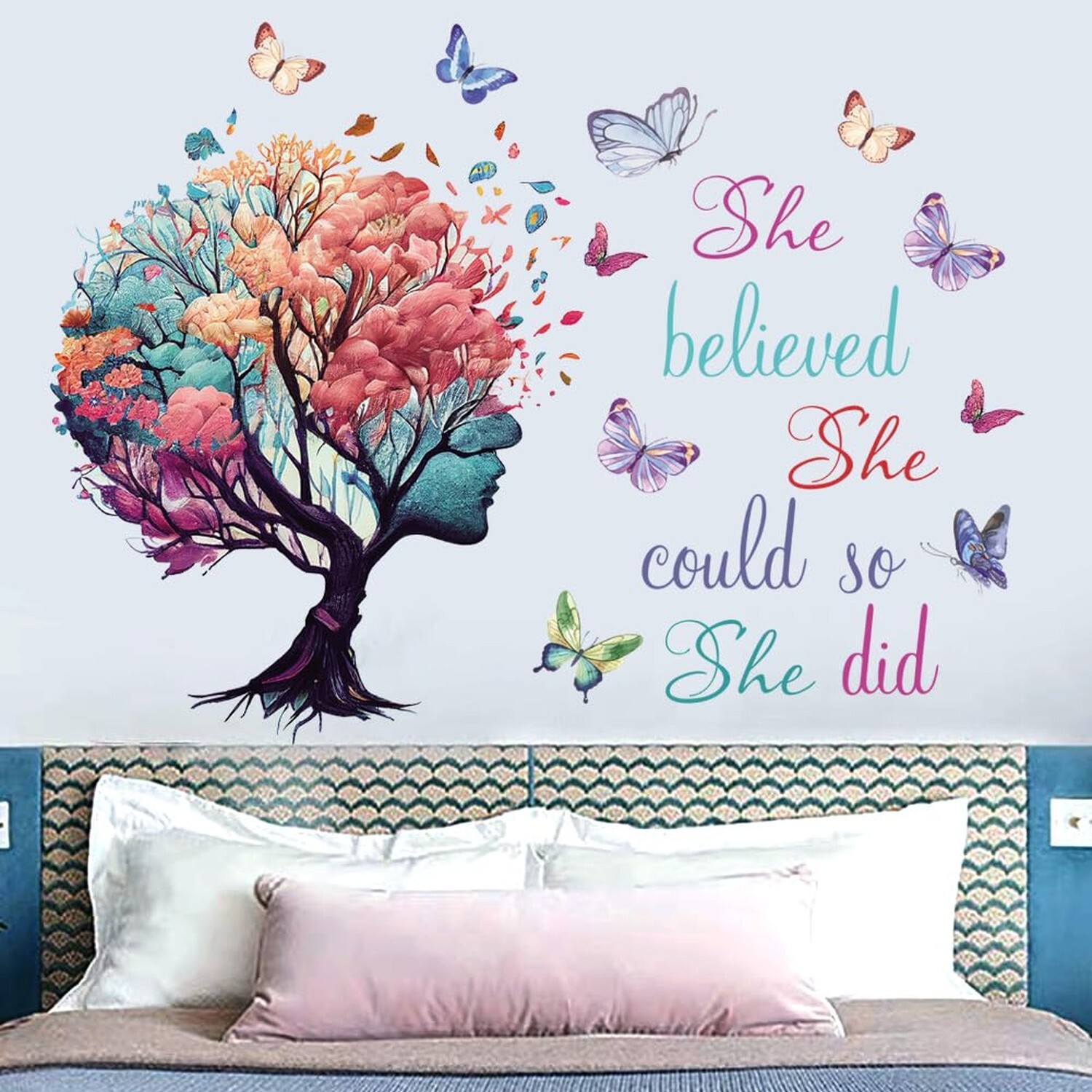Inspirational Wall Decal Quotes She Believe She Could So She Did Tree Wall St…
