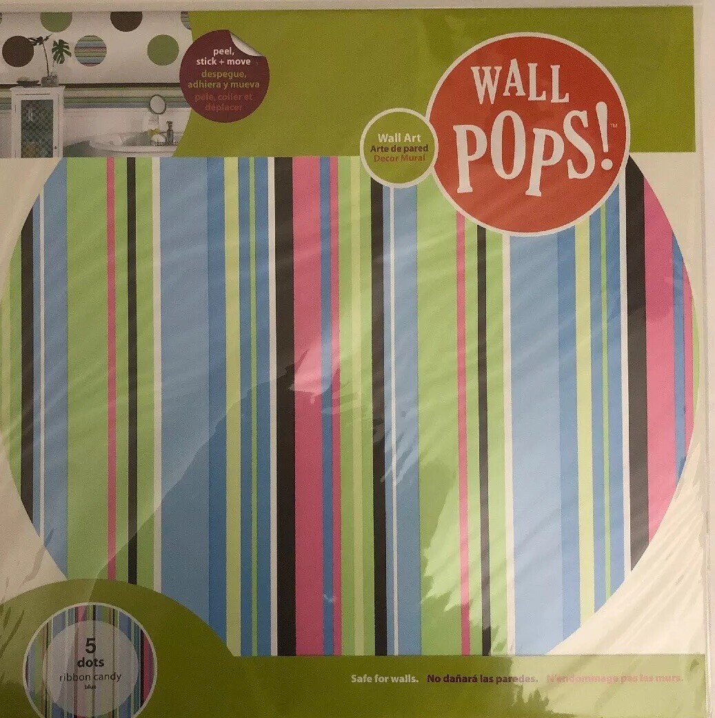 Wall Pops Ribbon Candy Blue 5 Pcs Circles Stickers Decals WPD93947-RARE-SHIP24HR