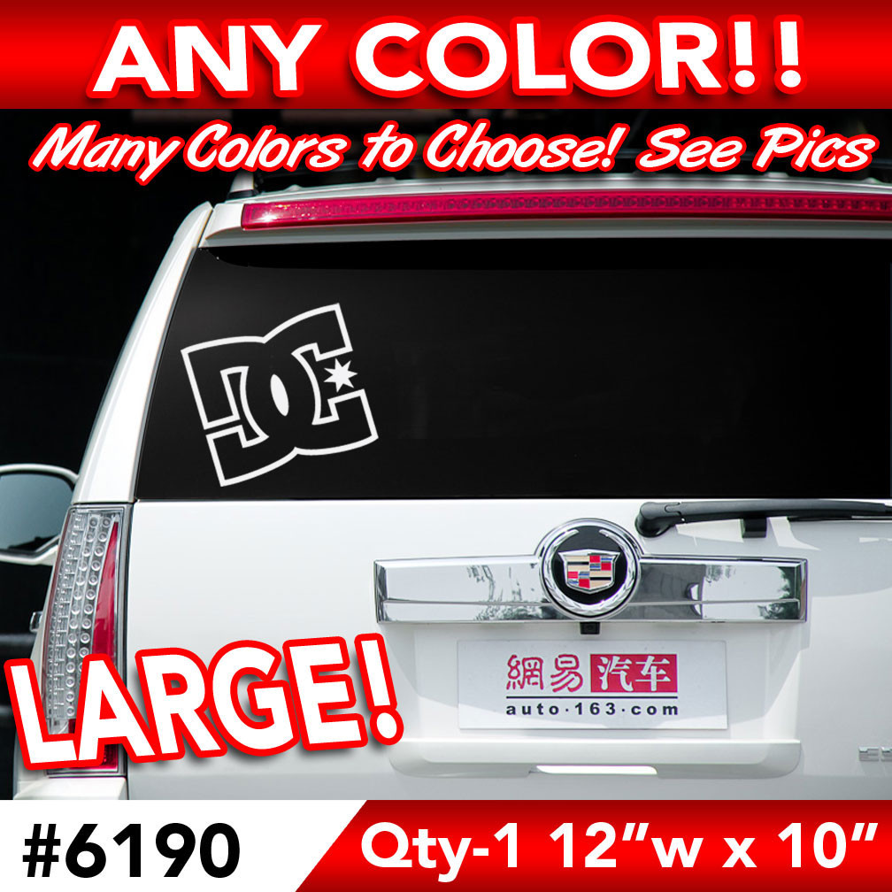 DC SHOES OUTLINE LARGE WALL AUTO DECAL STICKER 12"wx10h ANY 1 COLOR