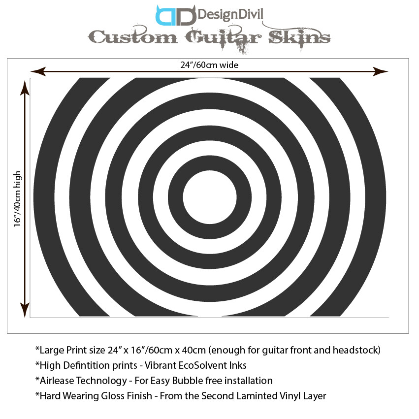 Bullseye Guitar Laminated Skin Wrap Vinyl Decal Stickers Guitar/Bass, 9 choices!
