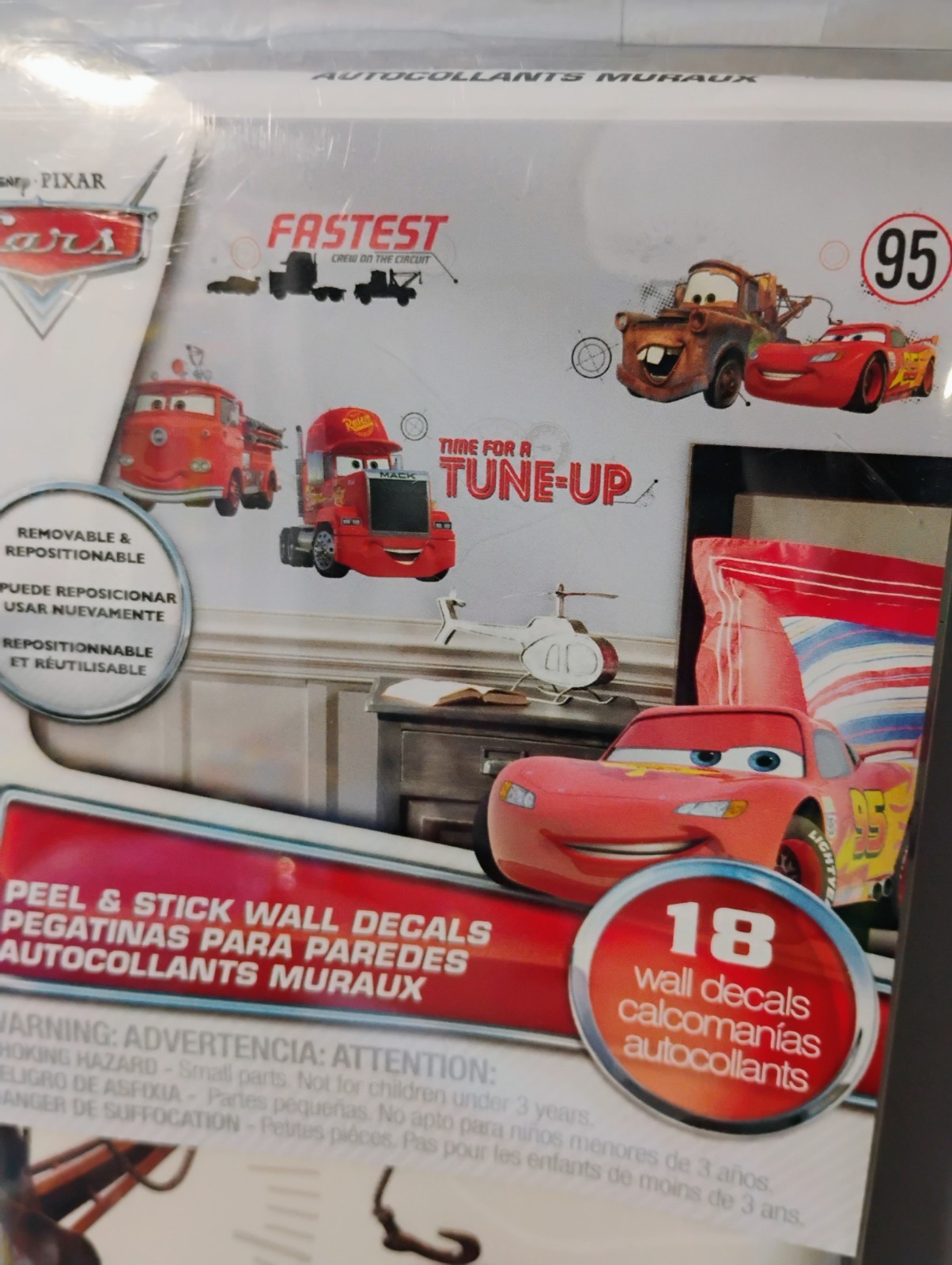 NEW Disney Cars Lightning McQueen Wall Decals Peel & Stick Wall Stickers