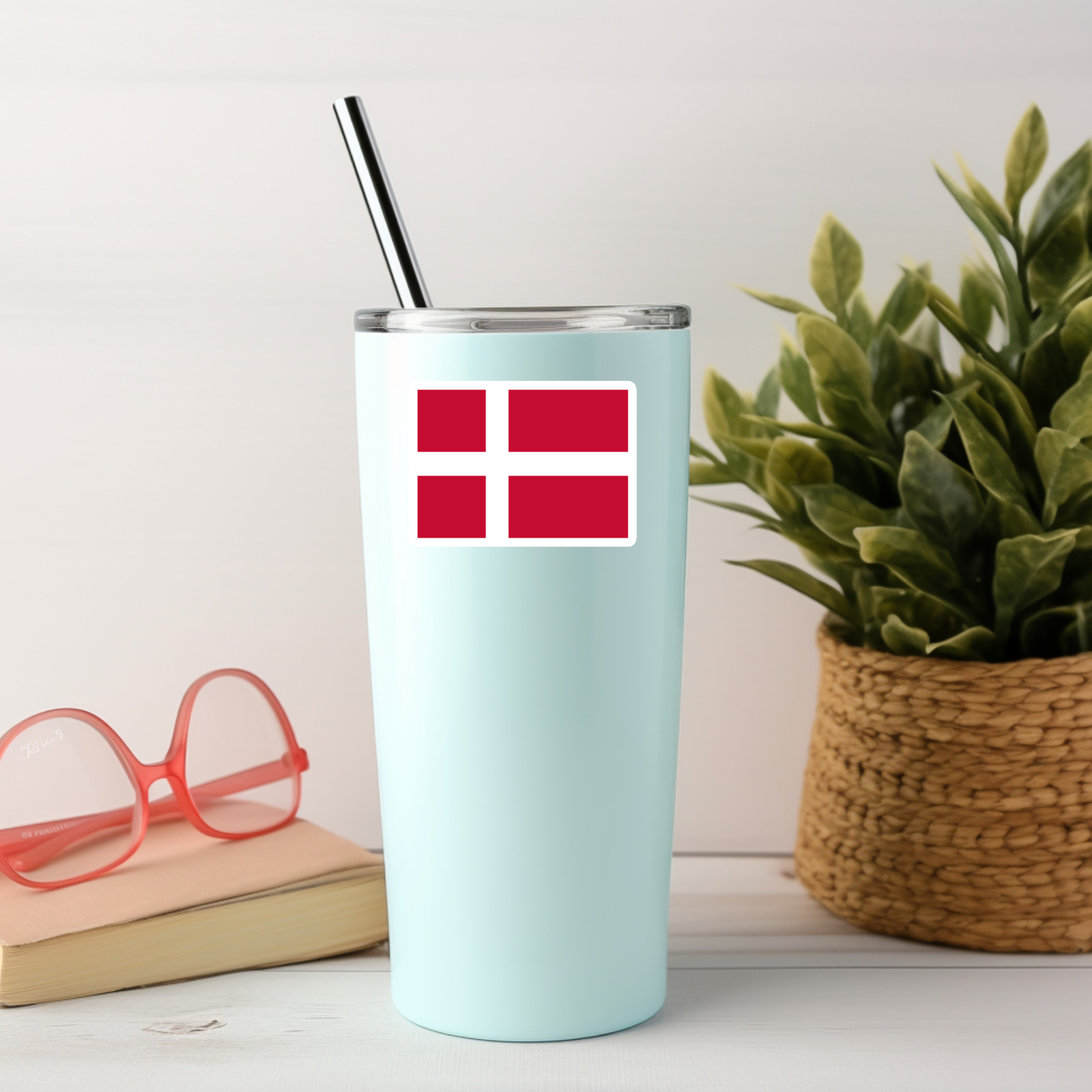 6-Pack Denmark Flag Vinyl Stickers – Durable Decals for Indoor/Outdoor Use