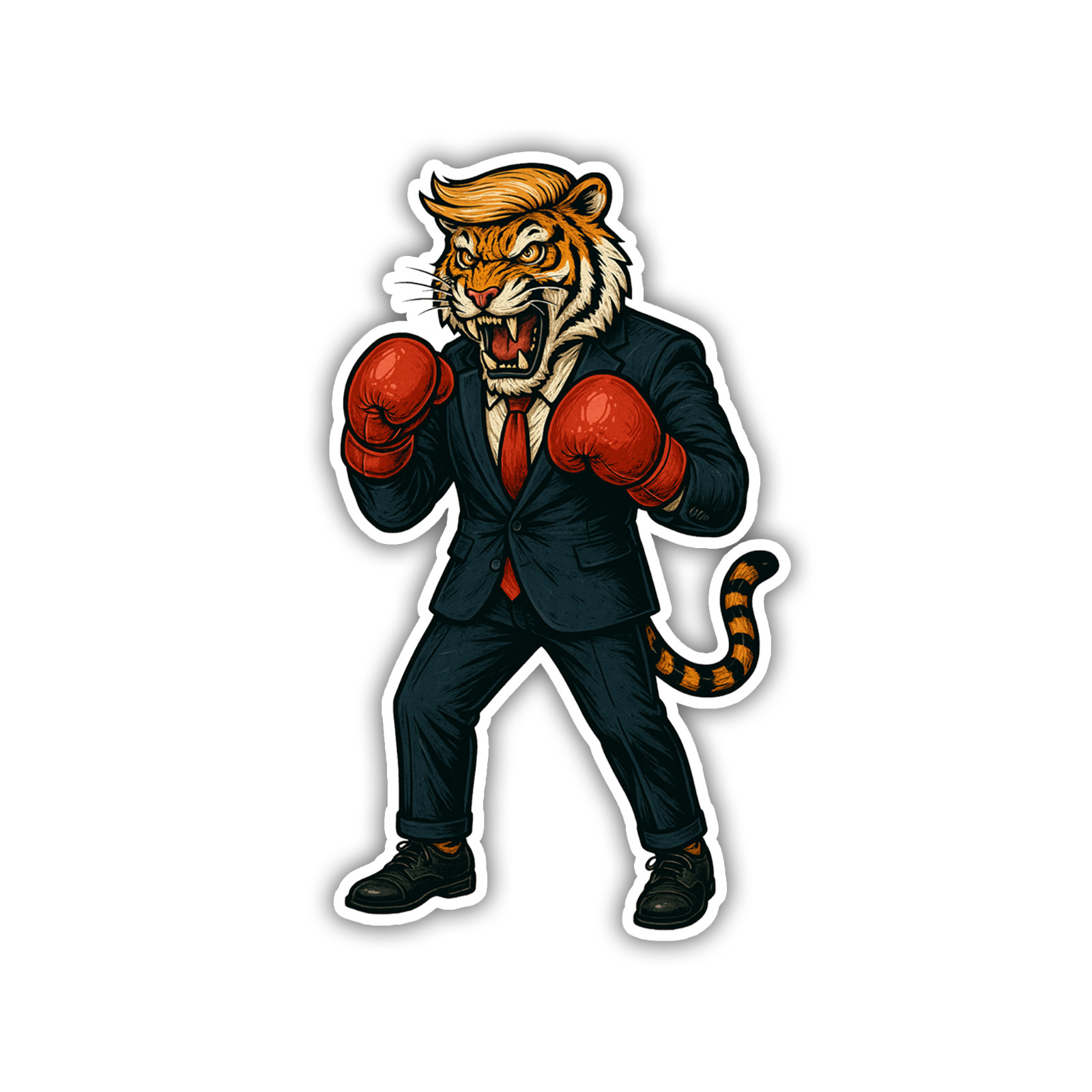 Boxing Tiger Trump Sticker 4 inch Vinyl Decal Waterproof Outdoor Safe
