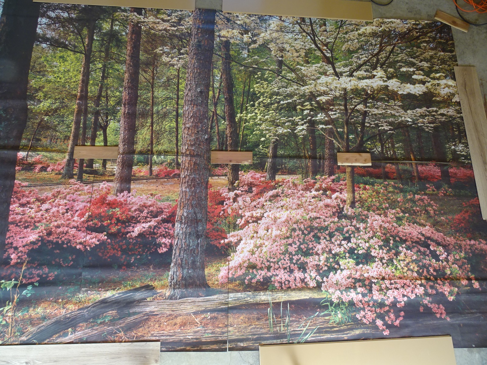 Full Wall Photo Mural Azaleas & Dogwoods Trees Railroad Track 8’ 8” x 12’ 6” NOS