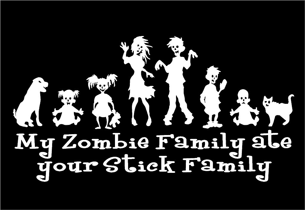Zombie Family Vinyl Decal My Family Ate Your Stick Family funny car sticker