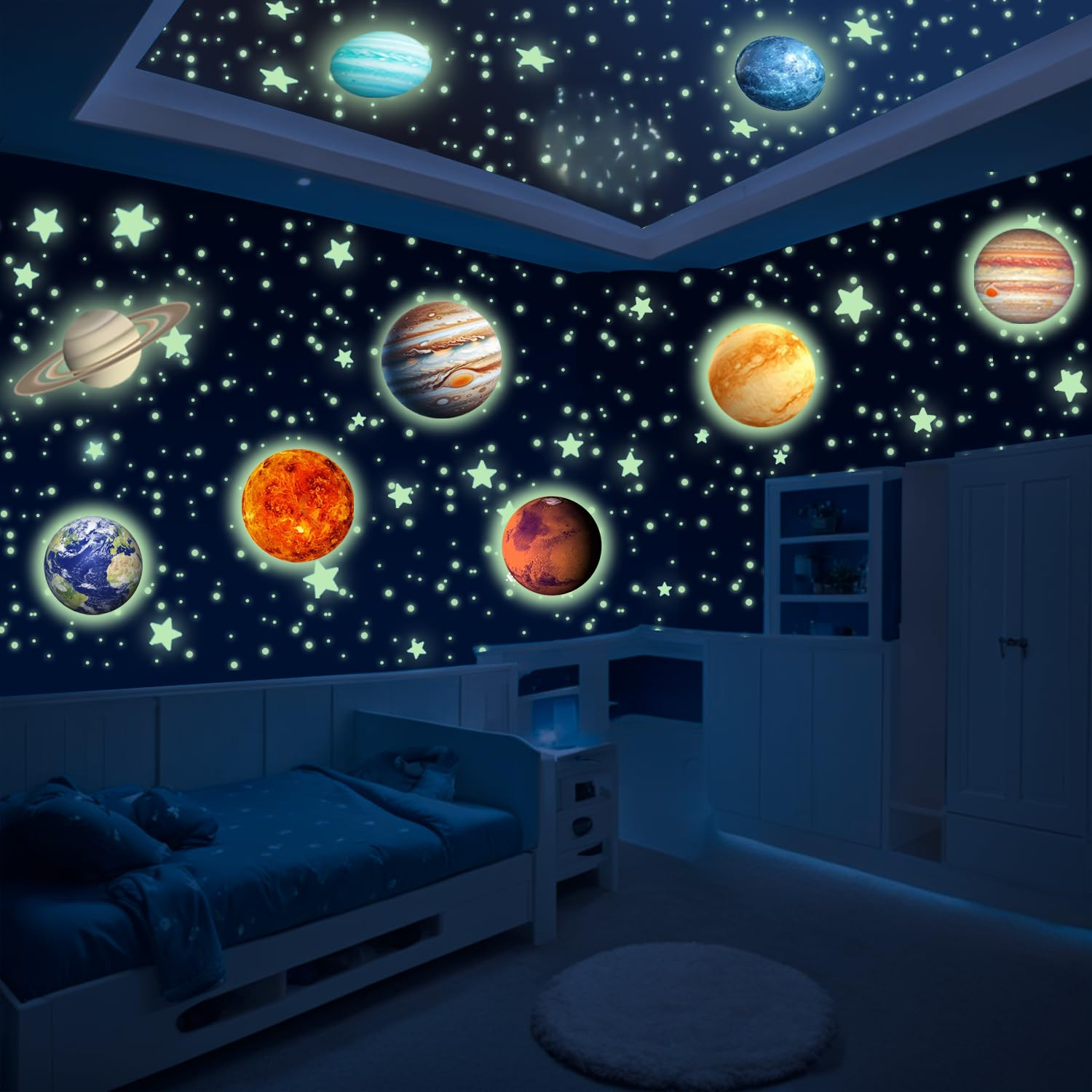 Glow in the Dark Stars and Planets – 534 Pcs Solar System Wall Decals
